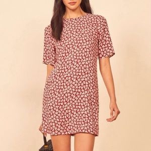 Reformation Grenadine Bethe Red Ditsy Floral Mini Dress Sz L